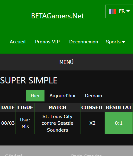 pari VIP gagné ticket